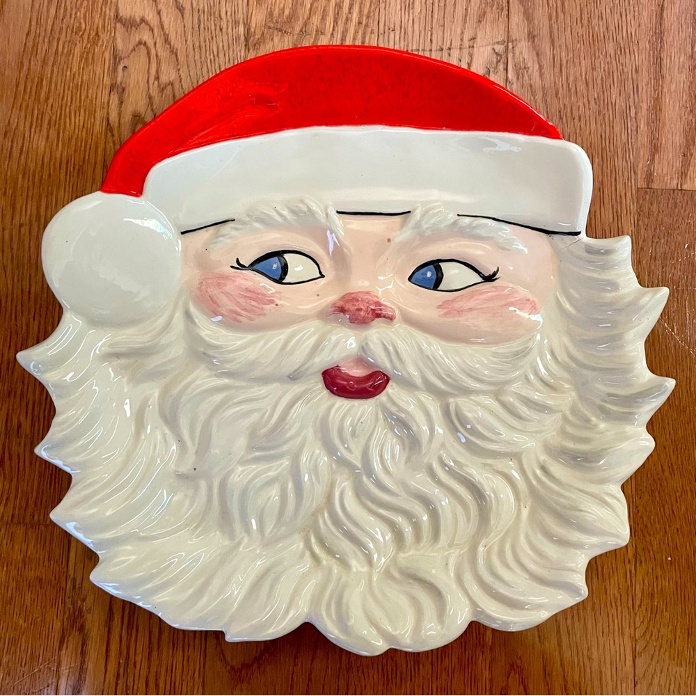 Vintage 1970s Santa Large Cookie Plate Handmade G. Elsesser
